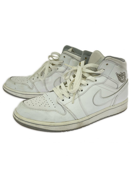 NIKE スニーカー AIR JORDAN 1 MID WHITE WOLF GREY 27.5cm