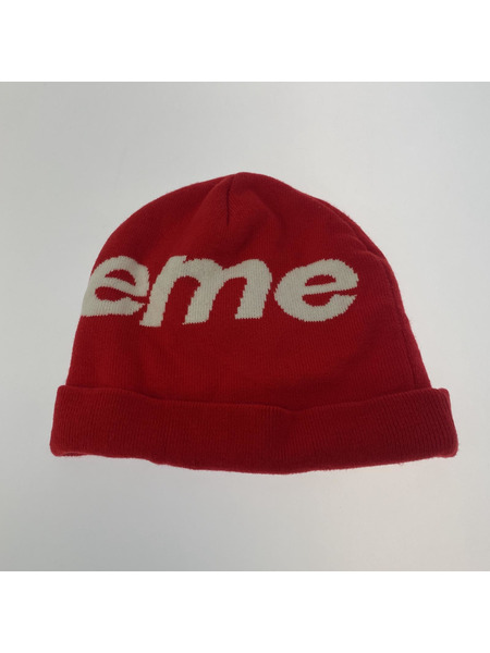 Supreme Big Logo Beanie RED