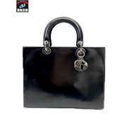 C.Dior レディディオール パテントレザー ハンドバッグ ブラック MA-0979