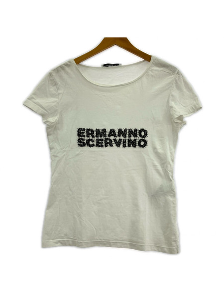 ERMANNO SCERVINO 半袖Tシャツ・カットソー レース/ロゴ/WHT