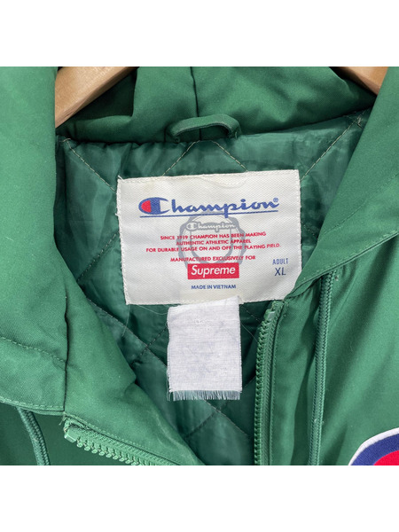 Champion×Supreme ハーフジッププルパーカ GRN XL