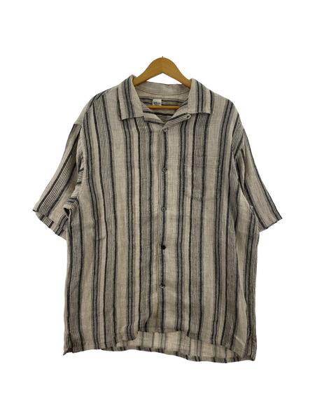 Ron Herman/Linen Silk Striped Open Collar Shirt/M