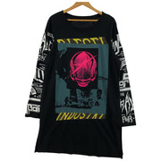 DIESEL L/S パッチワーク プリント スリットtee S 黒