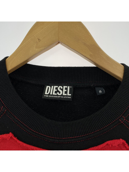 DIESEL スウェット 黒赤 S