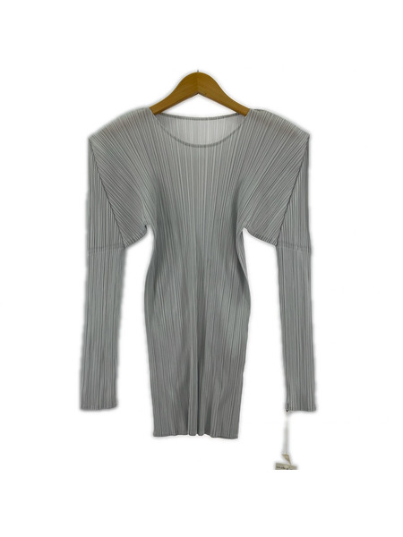 PLEATS PLEASE 長袖Tシャツ・カットソー プリーツ グレー (3)