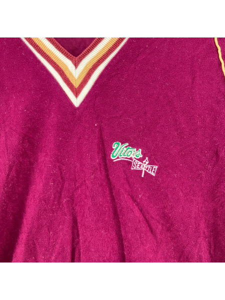 Champion 半袖Tシャツ・カットソー 80s VネックベロアT(L)紫[値下]
