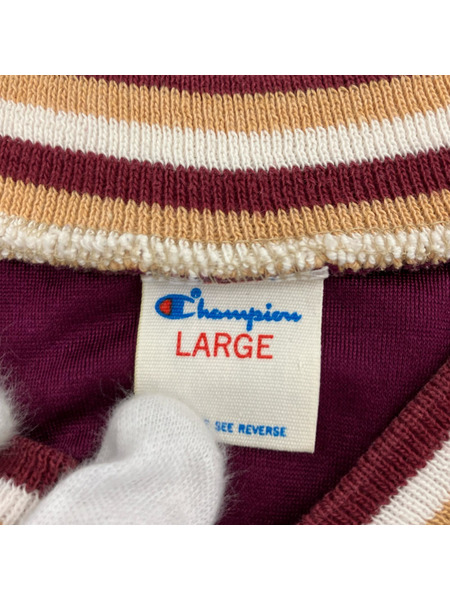 Champion 半袖Tシャツ・カットソー 80s VネックベロアT(L)紫[値下]