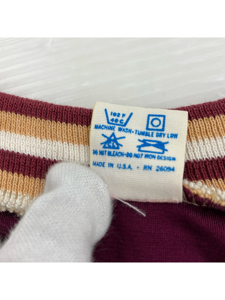 Champion 半袖Tシャツ・カットソー 80s VネックベロアT(L)紫[値下]
