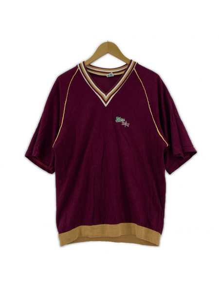 Champion 半袖Tシャツ・カットソー 80s VネックベロアT(L)紫[値下]