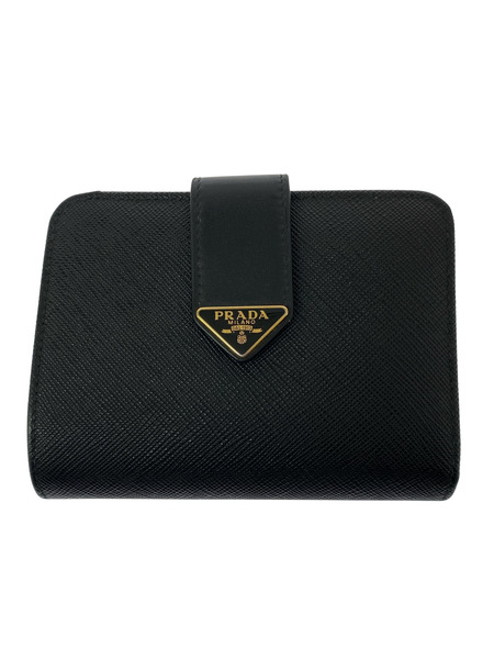 コンパクトウォレット PRADA サフィアーノ 二ツ折リ財布 黒