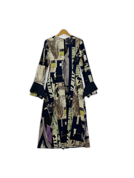 UNITED TOKYO 長袖ワンピース 総柄ボリュームスリーブ