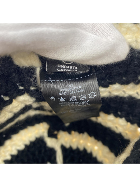 STUSSY/Swirl Knit Bucket Hat/WHT×BLK