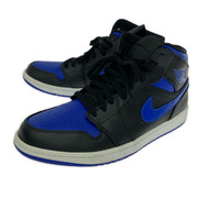 NIKE スニーカー AIR JORDAN 1 MID BLACK/BLUE 29.0cm
