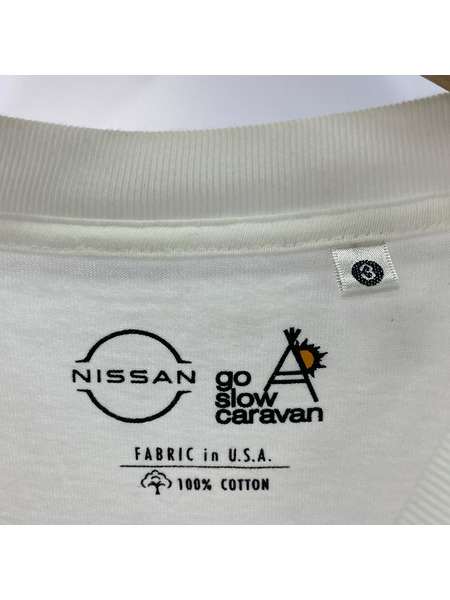 go slow caravan 長袖Tシャツ・カットソー ×NISSAN レーシングL/Sカットソー 白 (3)