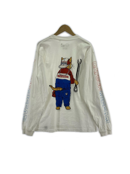 go slow caravan 長袖Tシャツ・カットソー ×NISSAN レーシングL/Sカットソー 白 (3)