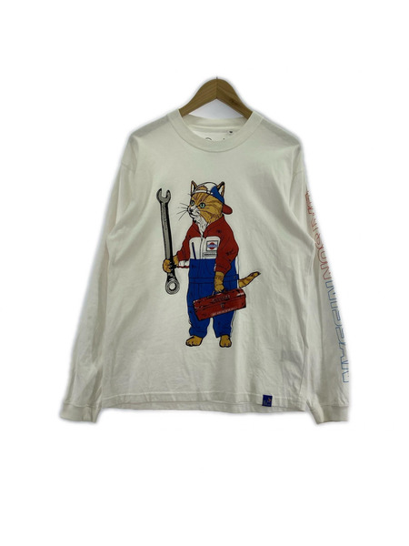 go slow caravan 長袖Tシャツ・カットソー ×NISSAN レーシングL/Sカットソー 白 (3)