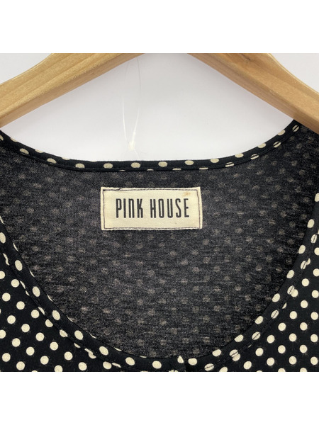 PINK HOUSE 長袖ワンピース ドット、BLK