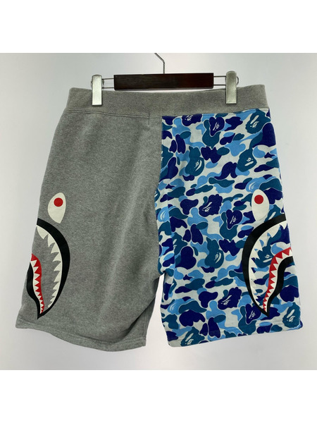 A BATHING APE パンツ カモサイドシャークショーツ GRY BLU (M)