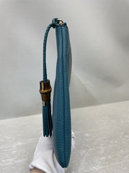 GUCCI バンブータッセル クラッチバッグ ブルー