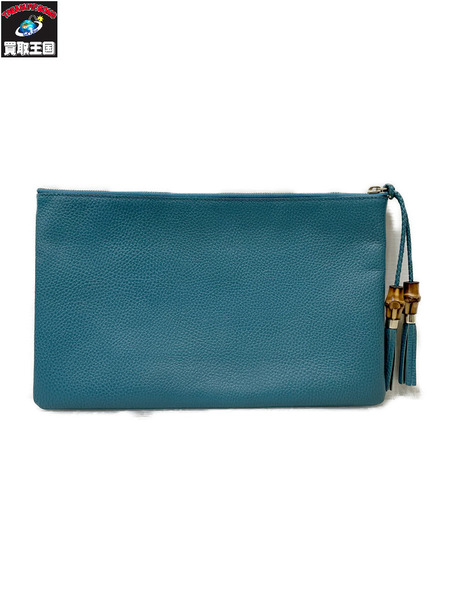 GUCCI バンブータッセル クラッチバッグ ブルー