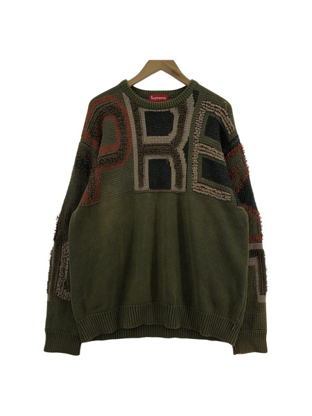 Supreme 21AW Chenille Logo Sweater カーキ L