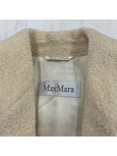 Max Mara Alpaca Wool Shaggy Over Coat アルパカウールコート ホワイト