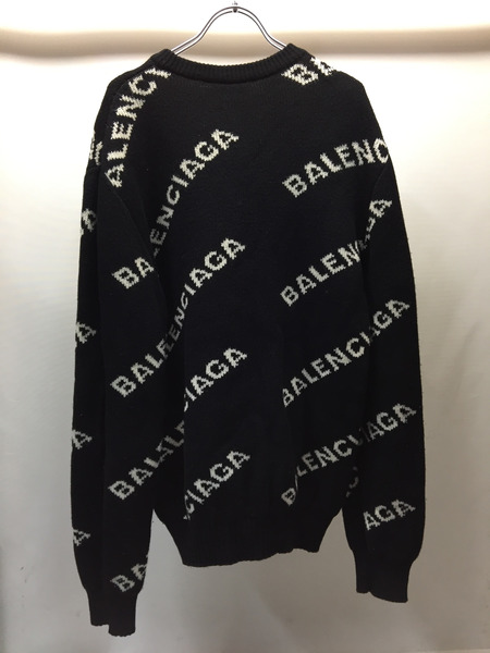 BALENCIAGA 18AW ALLOVER LOGO KNIT オールオーバーロゴニット M ブラック