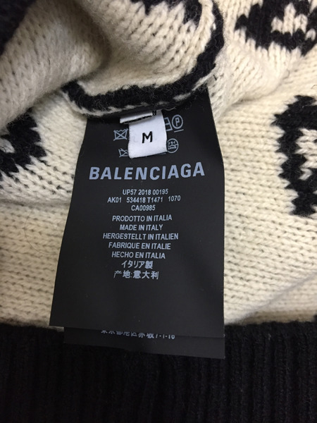 BALENCIAGA 18AW ALLOVER LOGO KNIT オールオーバーロゴニット M ブラック