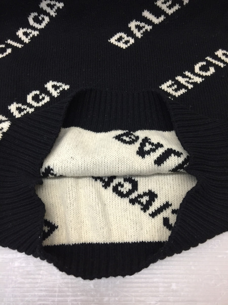 BALENCIAGA 18AW ALLOVER LOGO KNIT オールオーバーロゴニット M ブラック