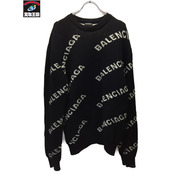 BALENCIAGA 18AW ALLOVER LOGO KNIT オールオーバーロゴニット M ブラック