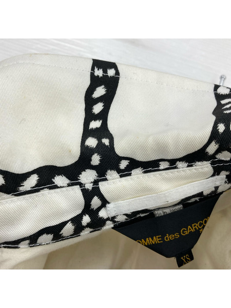 COMME des GARCONS ジャケット 10年 総柄 裁断 カットオフ 白黒 (XS)