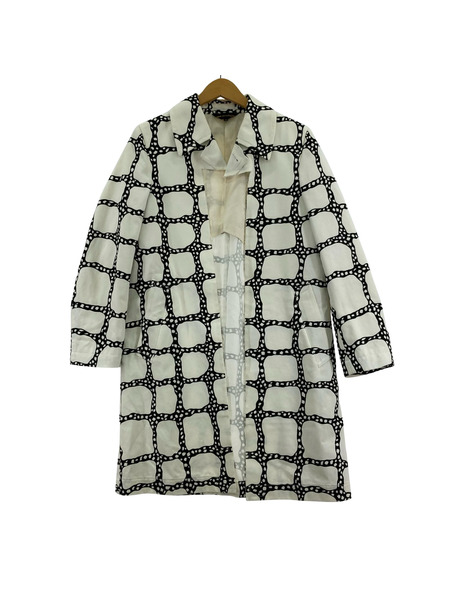 COMME des GARCONS ジャケット 10年 総柄 裁断 カットオフ 白黒 (XS)