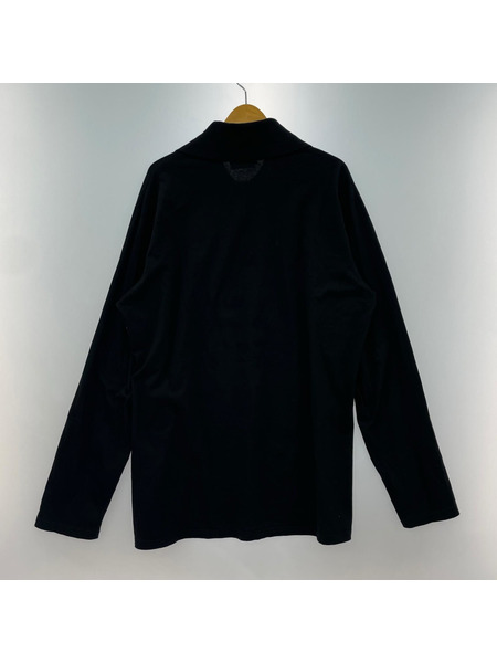 Yohji Yamamoto POUR HOMME コットン L/Sポロシャツ 3 ブラック