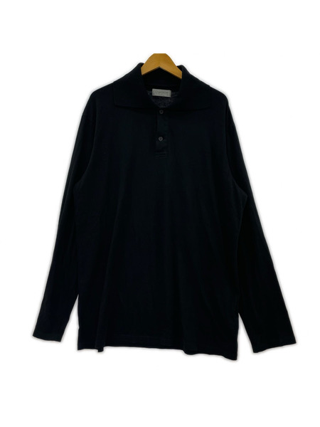 Yohji Yamamoto POUR HOMME コットン L/Sポロシャツ 3 ブラック