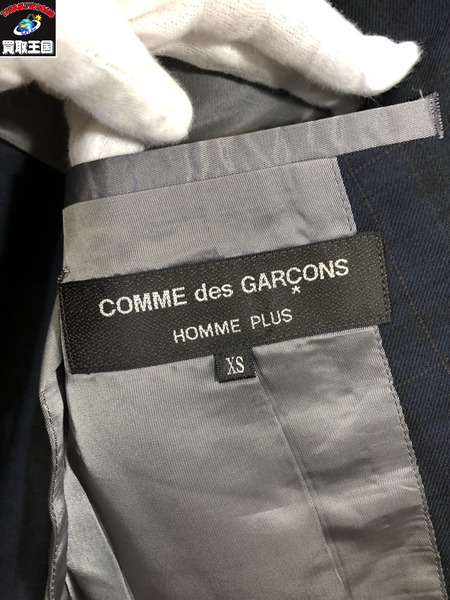 COMME des GARCONS チェックセットアップ/XS/S/ネイビー/コムデギャルソン