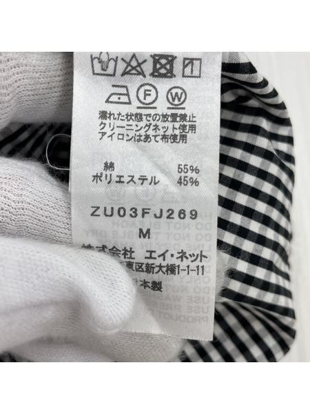 ZUCCa カンフーチェックシャツブラウス (M) 白黒[値下]