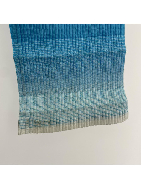 ISSEY MIYAKE ジャケット シフォン プリーツアウター 青緑