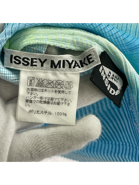 ISSEY MIYAKE ジャケット シフォン プリーツアウター 青緑
