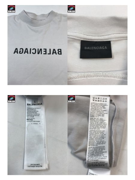 BALENCIAGA バレンシアガ 23AW MIRROR LOGO T-SHIRT WHITE S ミラーロゴTシャツ