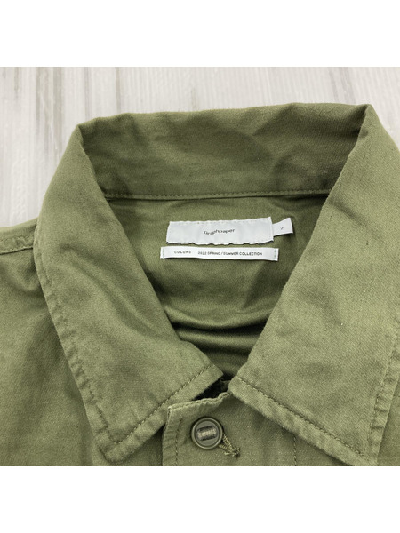 graphpaper/22SS/Cotton Linen Moleskin Military Jacket/2/オリーフ