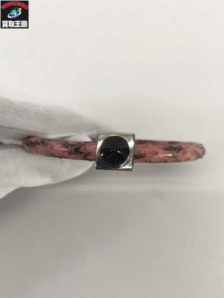 FENDI アクセサリー パイソンレザーブレスレット ピンク（L）