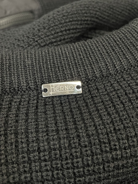 HERNO 袖ナイロンポケット ウールニット 46 ブラック