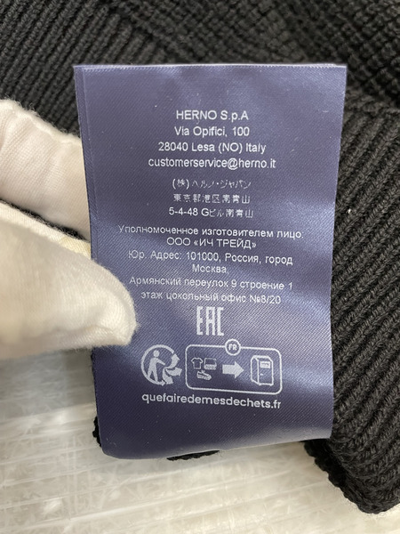 HERNO 袖ナイロンポケット ウールニット 46 ブラック