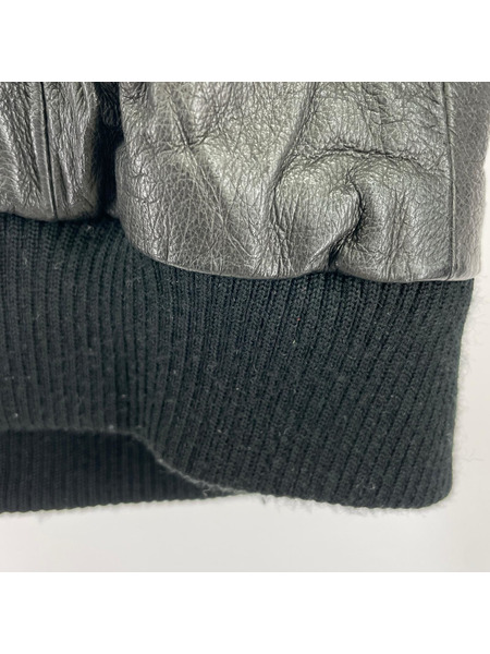 レザージャケット DRAW AND SLOB 変形ジップ 黒 1