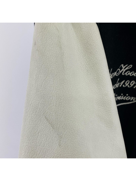 NEIGHBORHOOD 90s 97年製 スタースタッズ 襟付キ 刺繍 袖レザースタジャン L ブラック