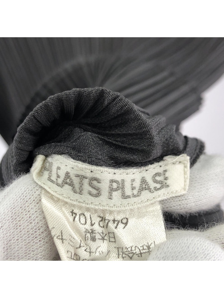 PLEATS PLEASE プリーツハイネックカットソー（4）グレー