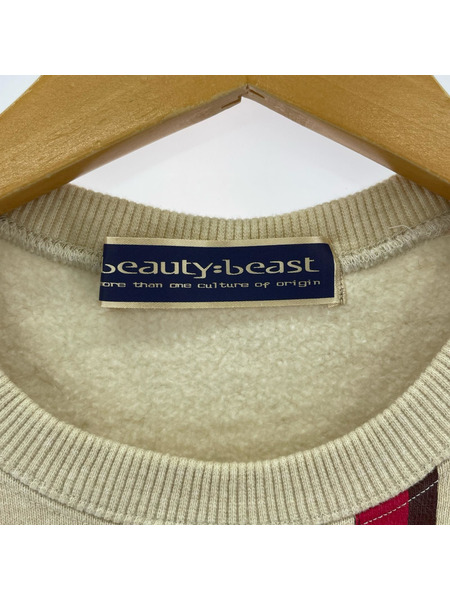 スウェット・トレーナー beauty=beast カラーチェーン プリント スウェット ベージュ