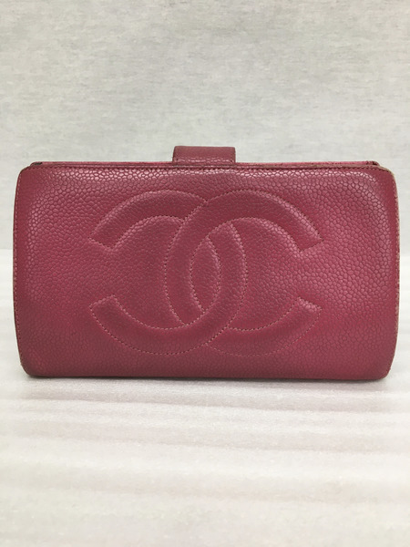 CHANEL キャビアスキン ココマーク 2つ折り長財布[値下]