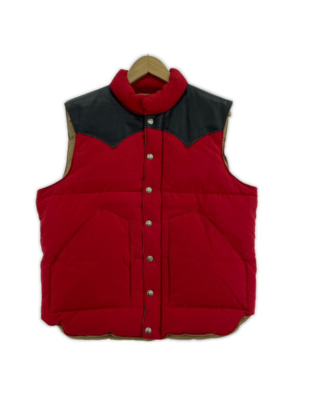 SUGAR CANE レザーショルダー切替ダウンベスト RED