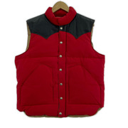 SUGAR CANE レザーショルダー切替ダウンベスト RED